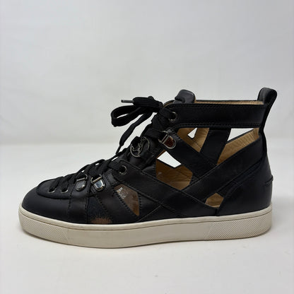 Pre-Owned Christian Louboutin Black Leather Shoe Size 9 Designer Shoes