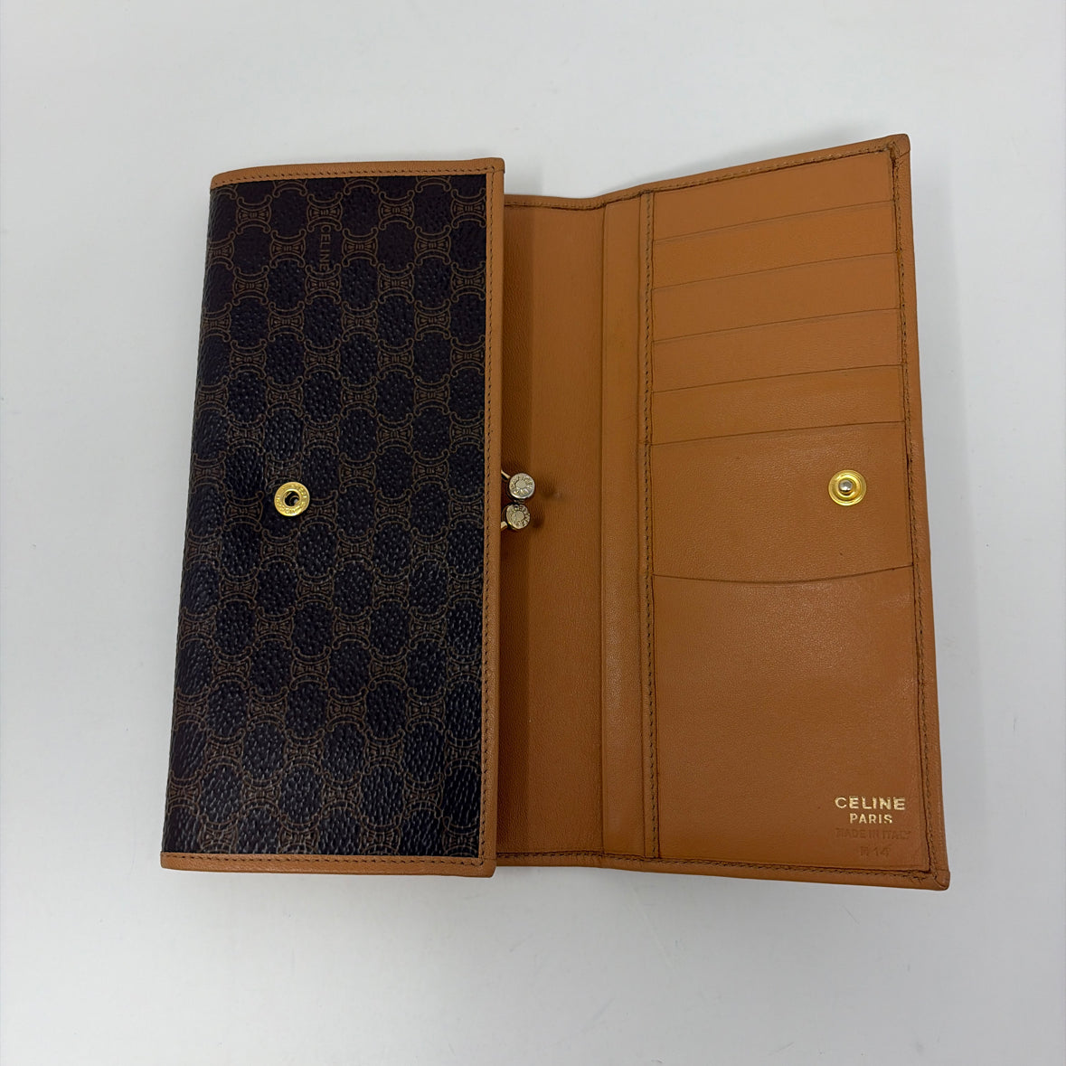 Pre-Owned Celine Brown Leather Designer Wallet