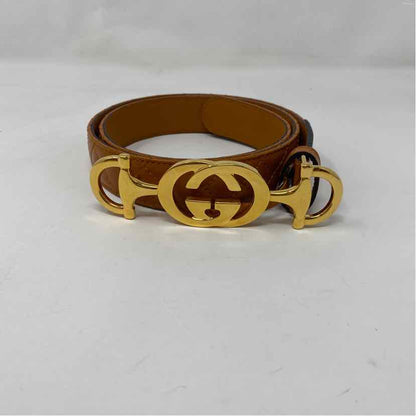 Pre-Owned Gucci Cognac Leather Designer Belt
