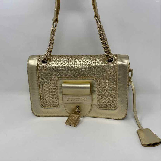Pre-Owned Jimmy Choo Gold Leather Designer Handbag