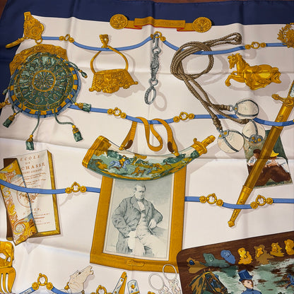 Pre-Owned Hermes Navy Multi Silk Designer Scarf