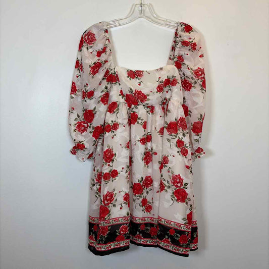 Pre-Owned Size S Blue Rain Red Floral Casual Dress