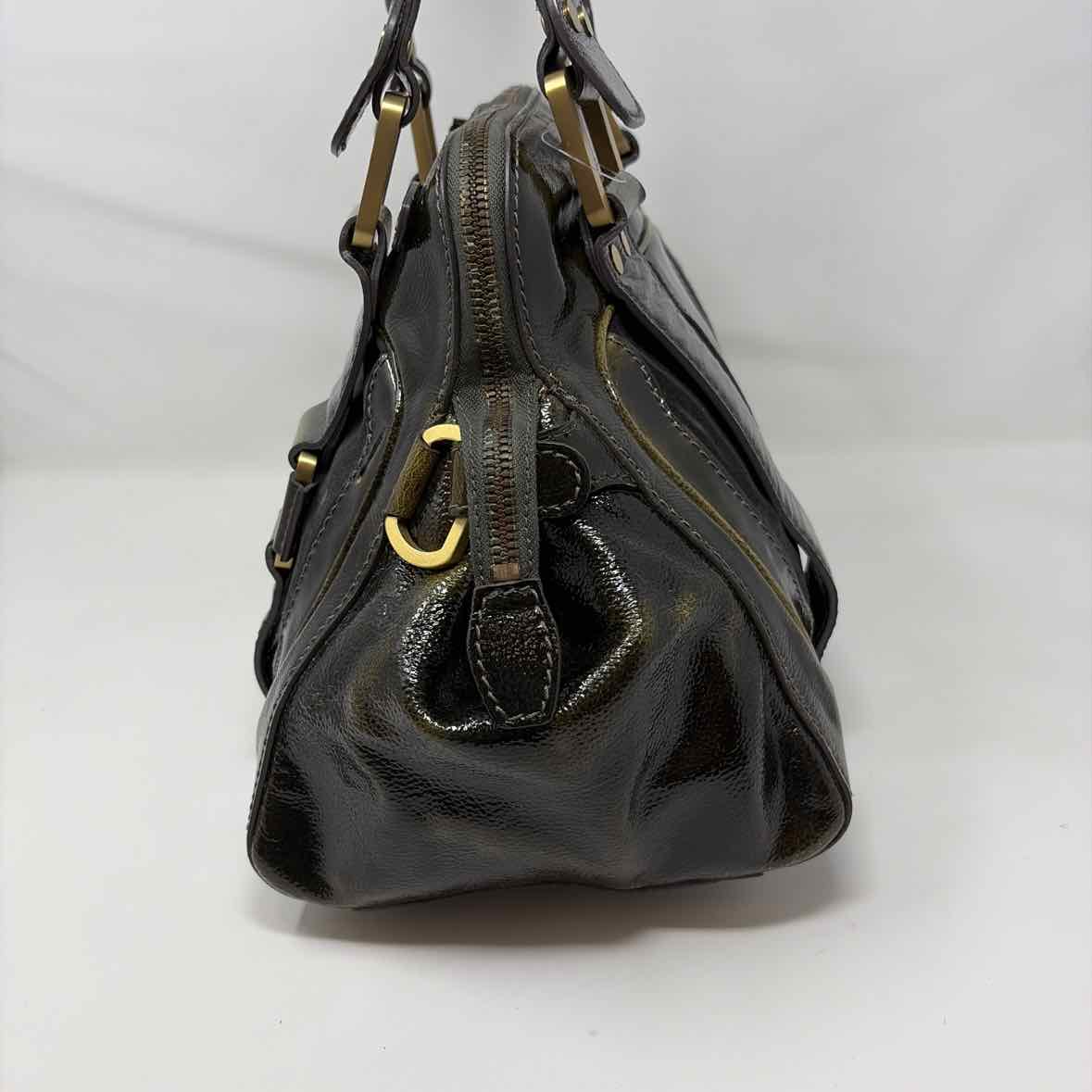 Pre-Owned Jimmy Choo Olive Patent Designer Handbag