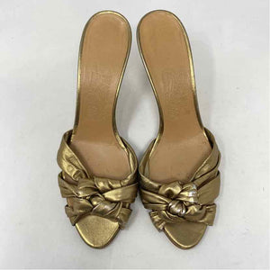 Pre-Owned Ferragamo Gold Leather Shoe Size 7 Designer Shoes