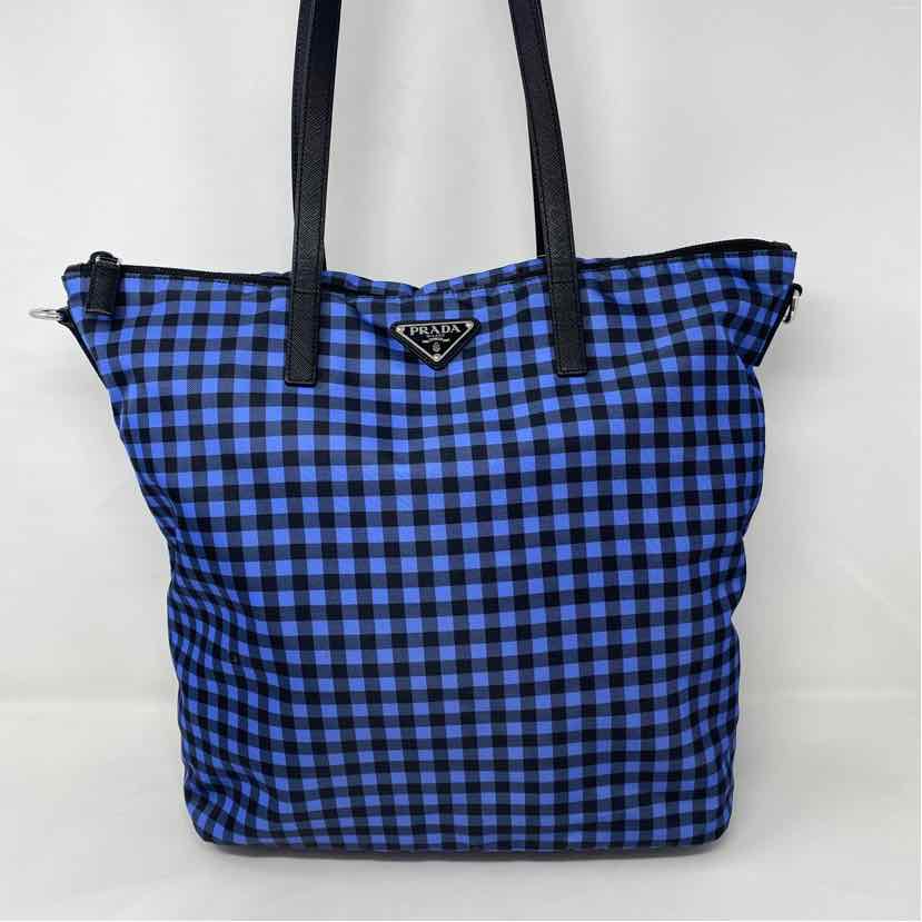 Pre-Owned Prada Plaid Nylon Designer Handbag