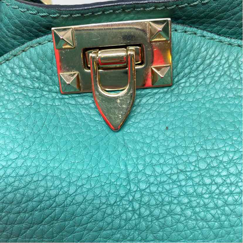 Pre-Owned Valentino Turqouise Leather Designer Handbag