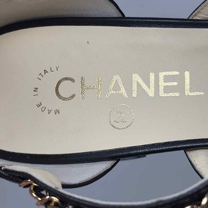 Pre-Owned Chanel Black Leather Shoe Size 10.5 Designer Shoes