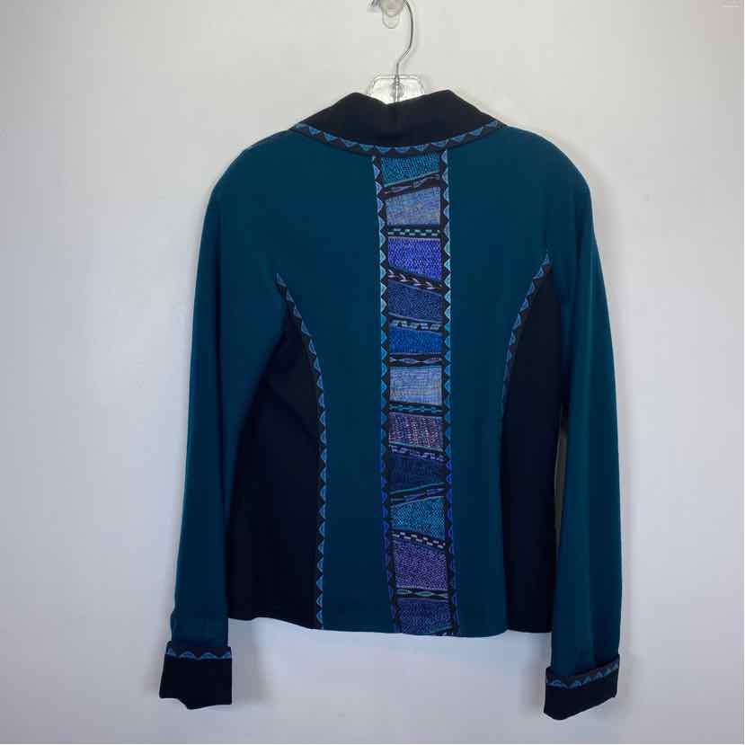 Pre-Owned Size S/M Sarmite Wearable Art Teal Multi Jacket