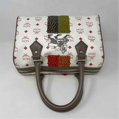 Pre-Owned MCM White Multi Leather Designer Handbag