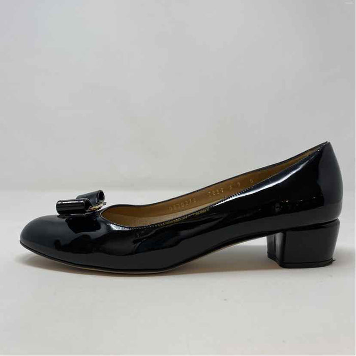 Pre-Owned Ferragamo Black Patent Shoe Size 9 Designer Shoes