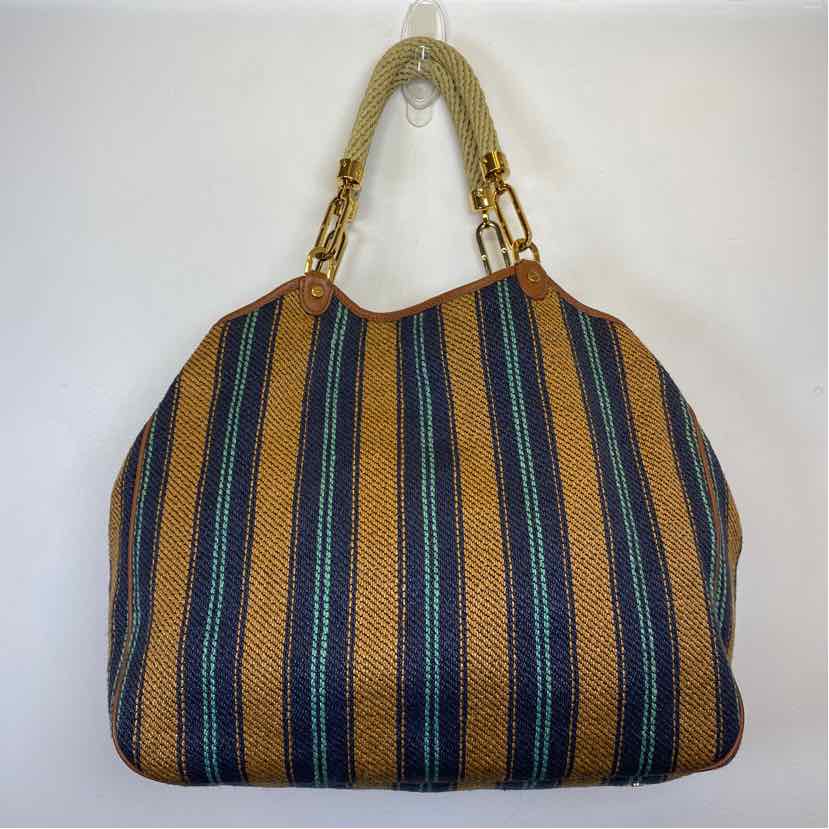 Pre-Owned Tory Burch blue stripe Fabric Handbag