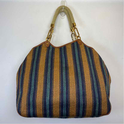 Pre-Owned Tory Burch blue stripe Fabric Handbag