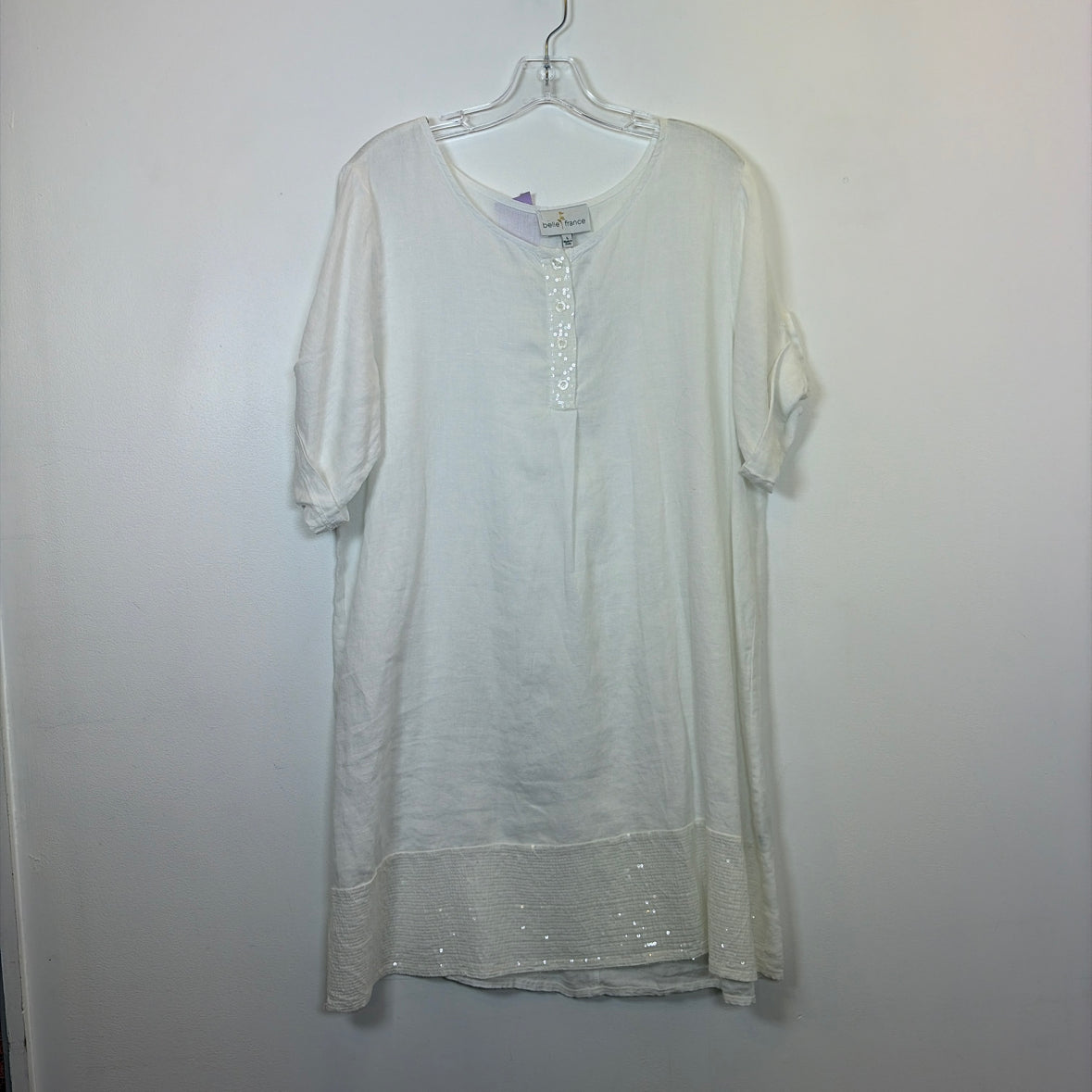 Pre-Owned Size L Belle France White Casual Dress