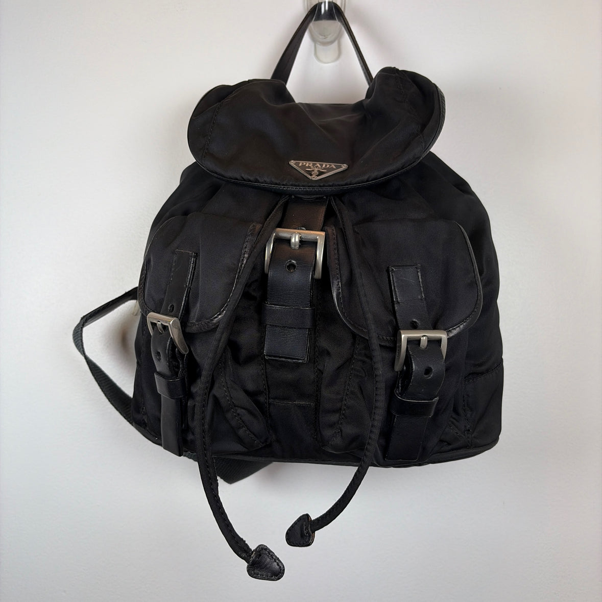 Pre-Owned Prada Black Nylon Designer Handbag