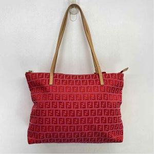 Pre-Owned Fendi Red W/ Pink Canvas Designer Handbag