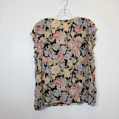 Pre-Owned Size XL Black Tape Black Floral Top