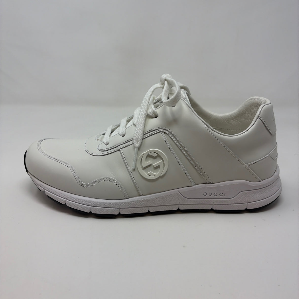 Pre-Owned Gucci White Leather Shoe Size 9 Designer Shoes