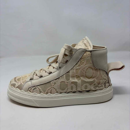 Pre-Owned Chloe White Lace Shoe Size 8.5 Designer Shoes