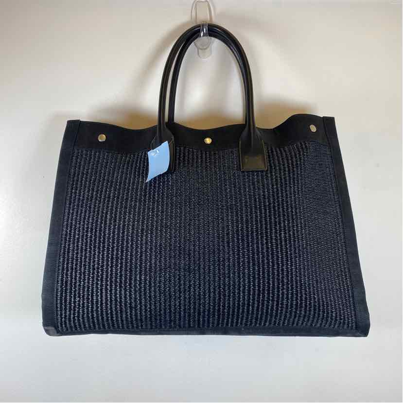Pre-Owned Saint Laurent Black Raffia Designer Handbag
