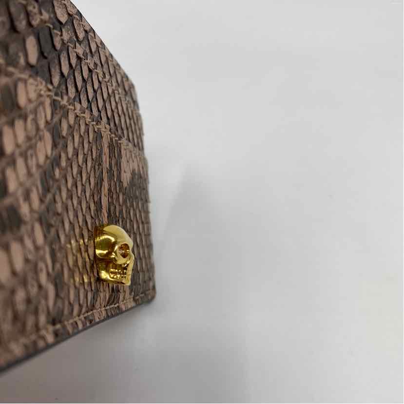 Pre-Owned Alexander McQueen Snake Print Leather Designer Wallet