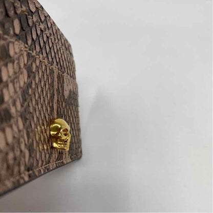 Pre-Owned Alexander McQueen Snake Print Leather Designer Wallet
