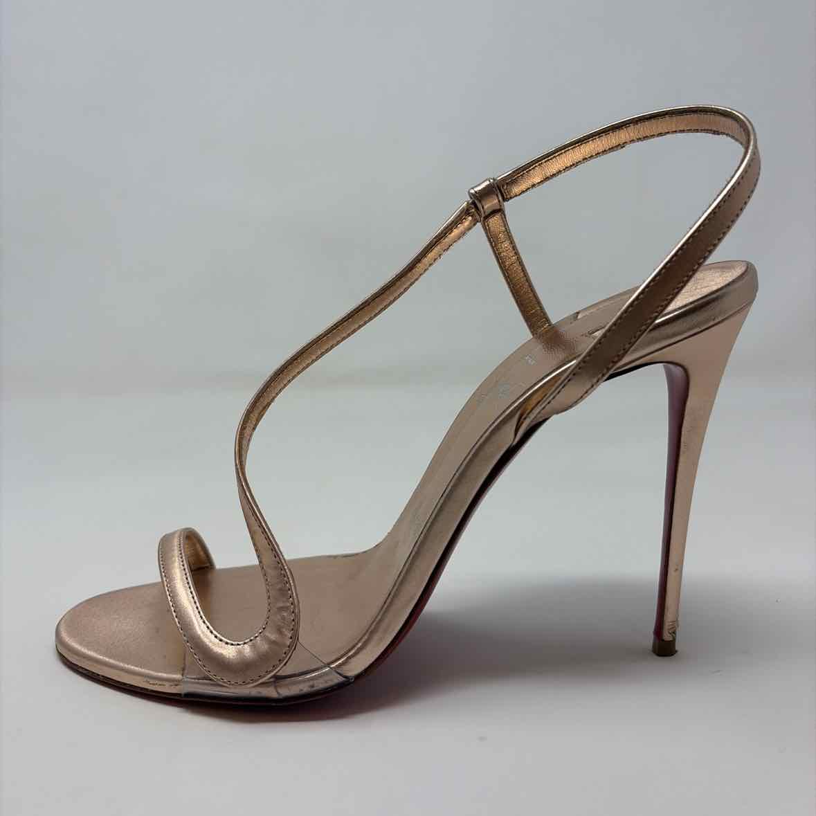 Pre-Owned Christian Louboutin Rose Gold Leather Shoe Size 9.5 Designer Shoes