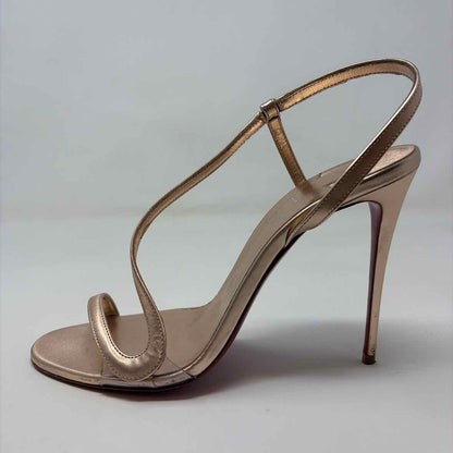 Pre-Owned Christian Louboutin Rose Gold Leather Shoe Size 9.5 Designer Shoes
