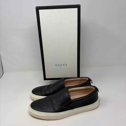 Pre-Owned Gucci Black Leather Shoe Size 7.5 Designer Shoes
