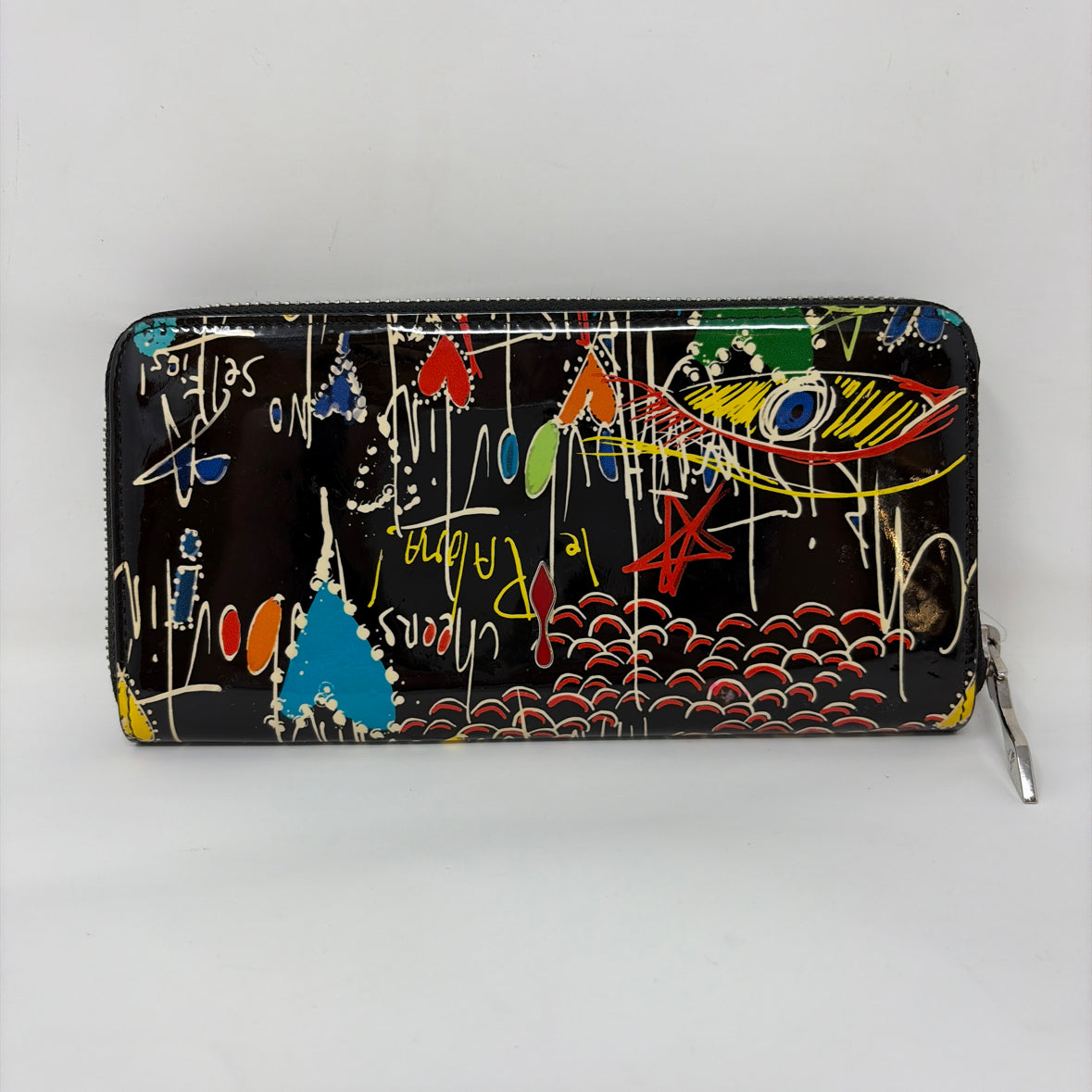 Pre-Owned Christian Louboutin Black Patent Designer Wallet