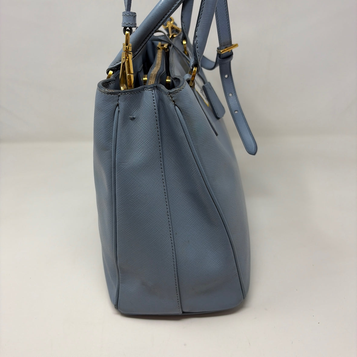 Pre-Owned Prada Light Blue Leather Designer Handbag