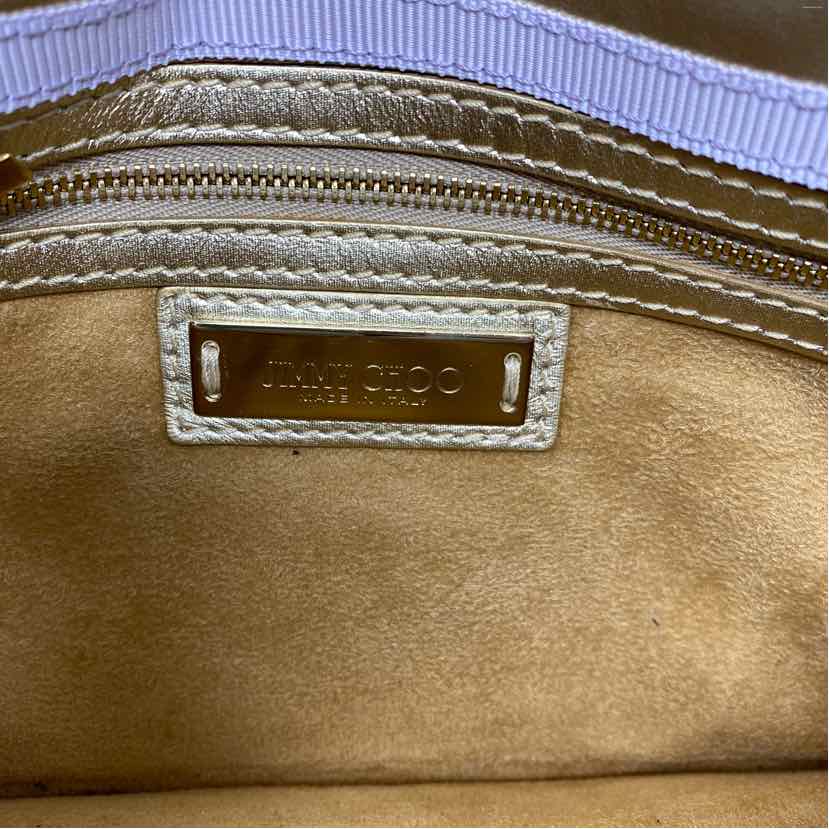 Pre-Owned Jimmy Choo Gold Leather Designer Handbag