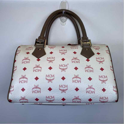 Pre-Owned MCM White Multi Leather Designer Handbag