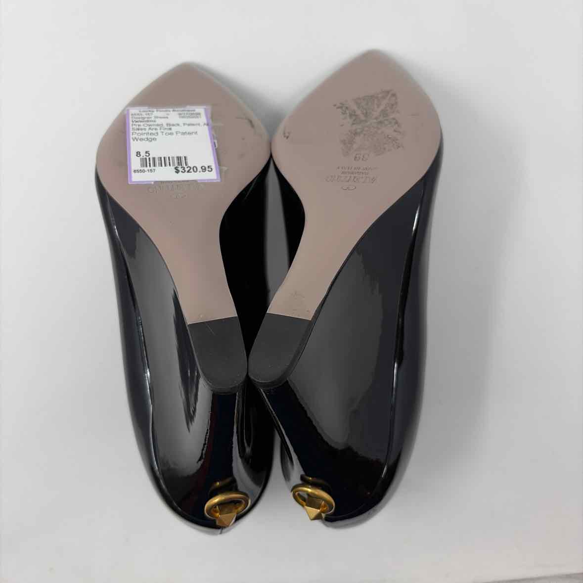 Pre-Owned Valentino Black Patent Shoe Size 8.5 Designer Shoes