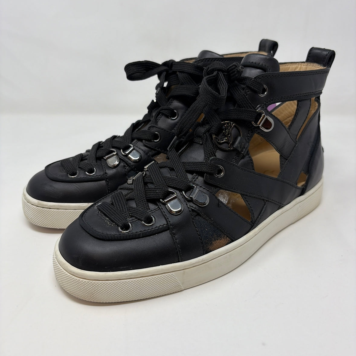 Pre-Owned Christian Louboutin Black Leather Shoe Size 9 Designer Shoes