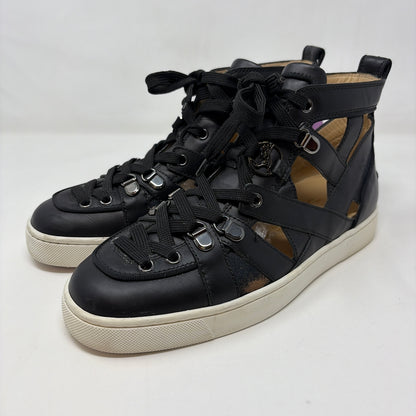 Pre-Owned Christian Louboutin Black Leather Shoe Size 9 Designer Shoes