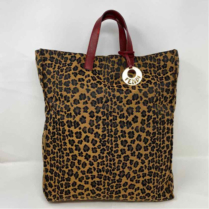 Pre-Owned Fendi Cheetah Canvas Designer Handbag