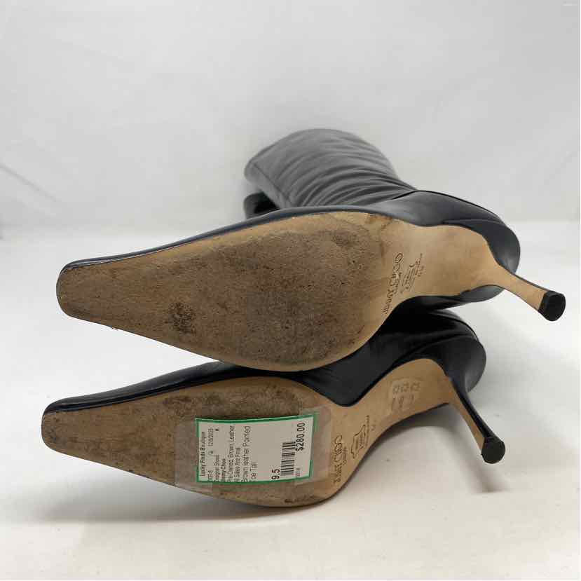 Pre-Owned Jimmy Choo Black Leather Shoe Size 9.5 Designer Shoes