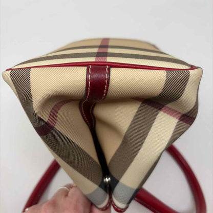 Pre-Owned Burberry Red Multi Coated Canvas Designer Handbag