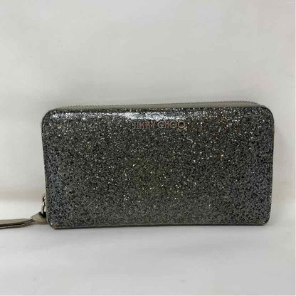 Pre-Owned Jimmy Choo Silver Multi Coated Canvas Designer Wallet