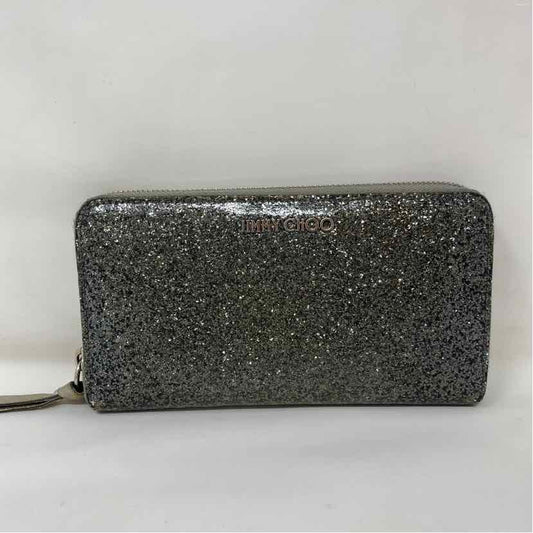 Pre-Owned Jimmy Choo Silver Multi Coated Canvas Designer Wallet