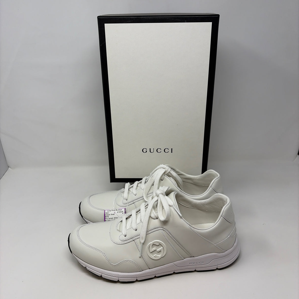 Pre-Owned Gucci White Leather Shoe Size 9 Designer Shoes