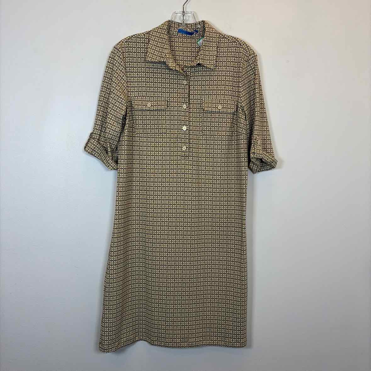 Pre-Owned Size M J McLaughlin Brown Print Casual Dress
