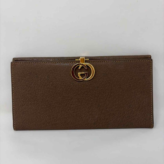 Pre-Owned Gucci Brown Leather Designer Wallet