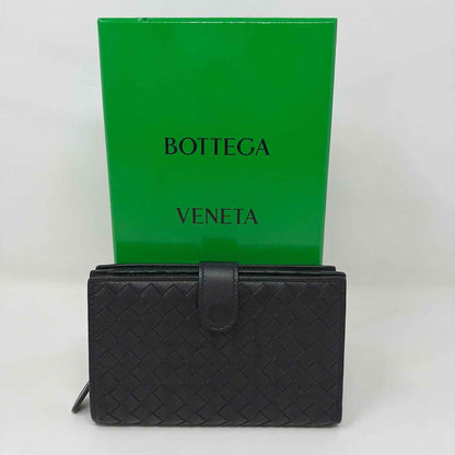 Pre-Owned Bottega Veneta Black Leather Designer Wallet