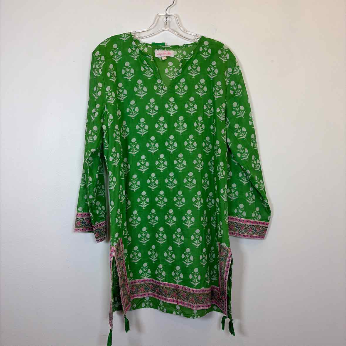 Pre-Owned Size L Mary Marshmallow Green Print Casual Dress