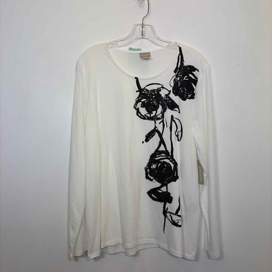 Pre-Owned Size 2/S Chico's White/ Black Top