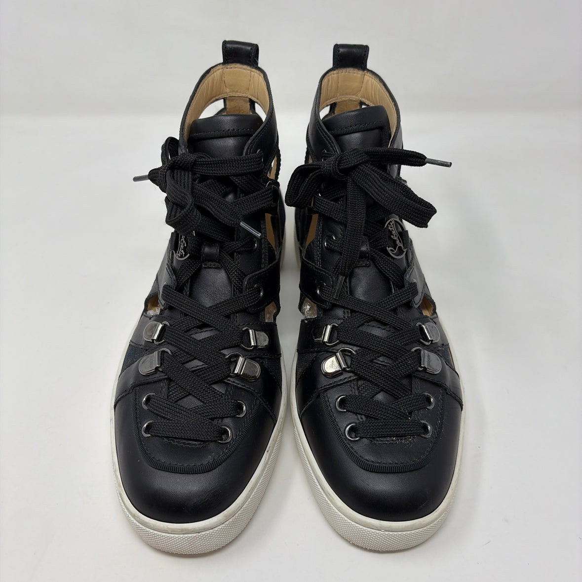 Pre-Owned Christian Louboutin Black Leather Shoe Size 9 Designer Shoes