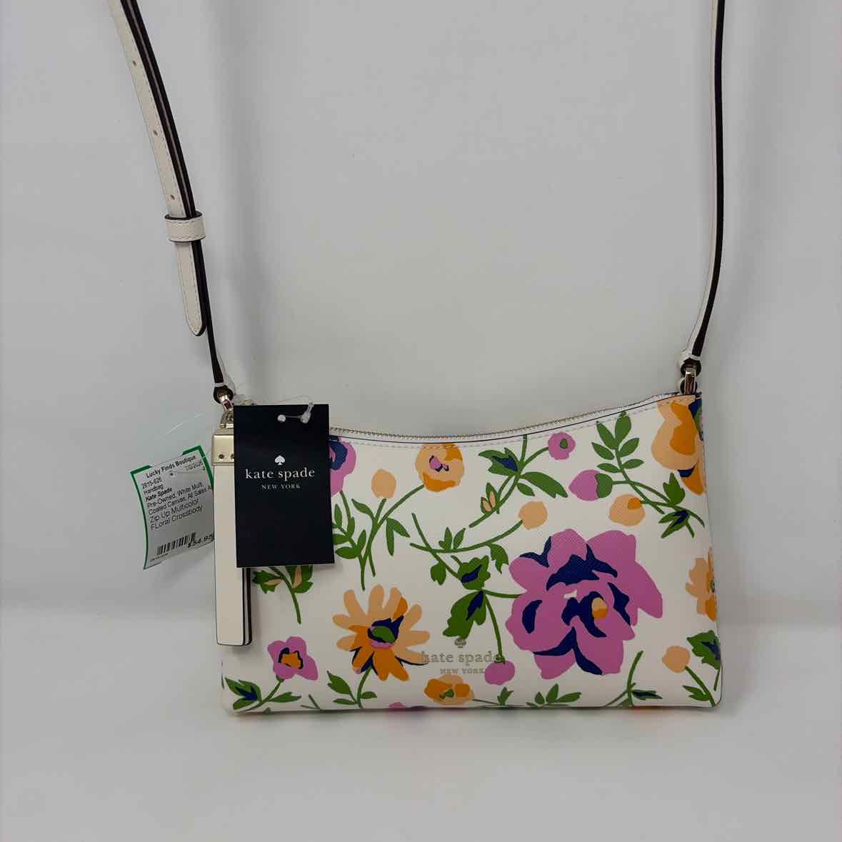 Pre-Owned Kate Spade White Multi Coated Canvas Handbag