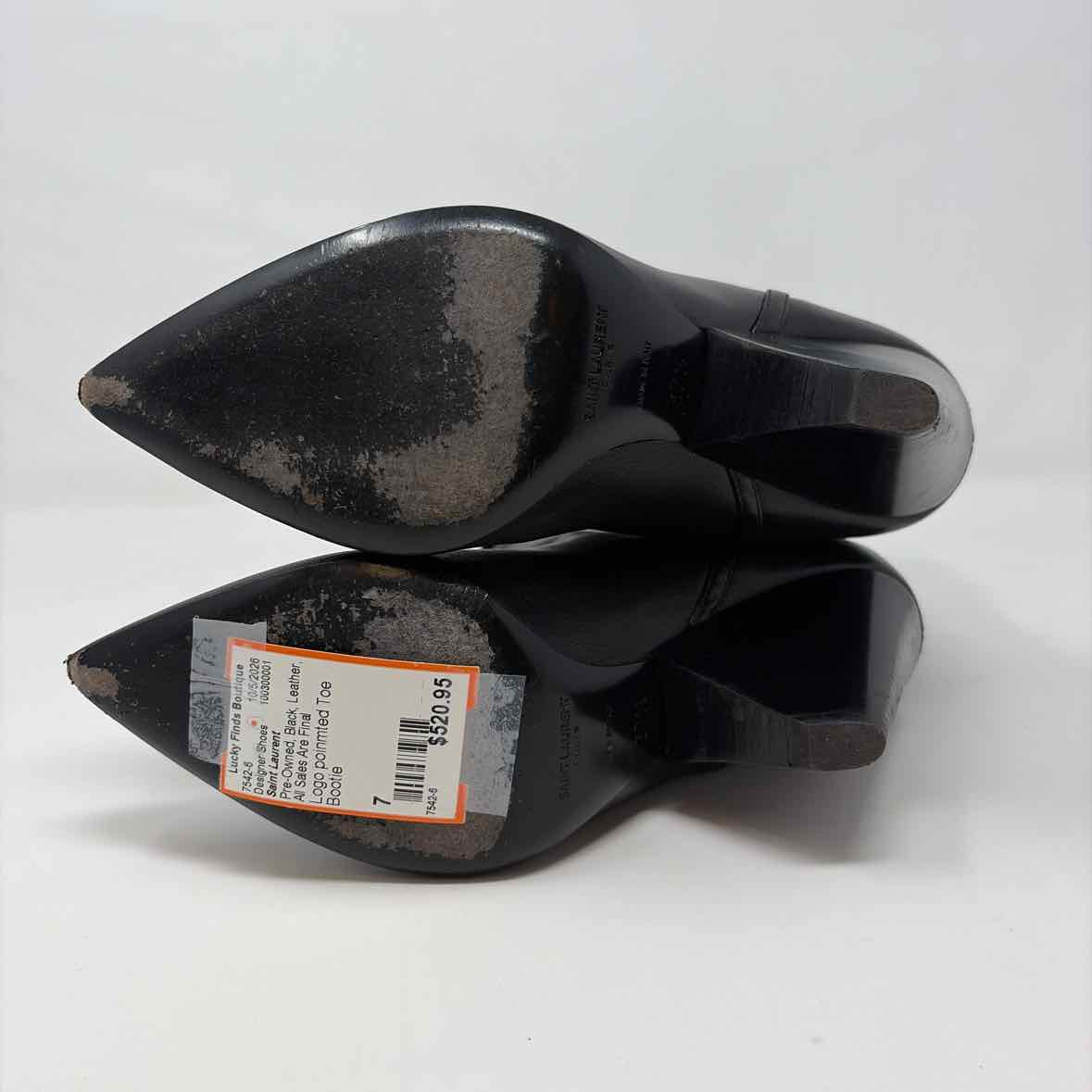 Pre-Owned Saint Laurent Black Leather Shoe Size 7 Designer Shoes