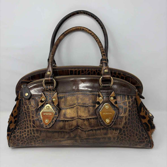 Pre-Owned Cromia Brown Print Leather Handbag